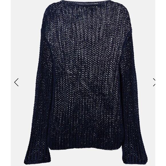 Khaite Elowen Open Knit Sweater in Navy S - Picture 5 of 5